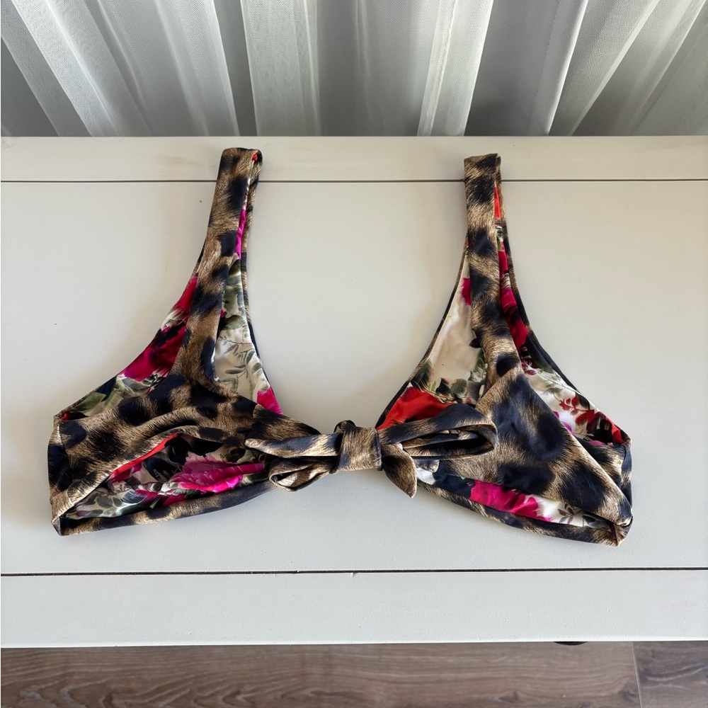 Pilyq Floral Bikini Top with Red and Pink Blooms - Picture 8 of 8